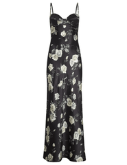 L'AGENCE Sayla Silk Maxi Dress in Black Ivory Romantic Rose