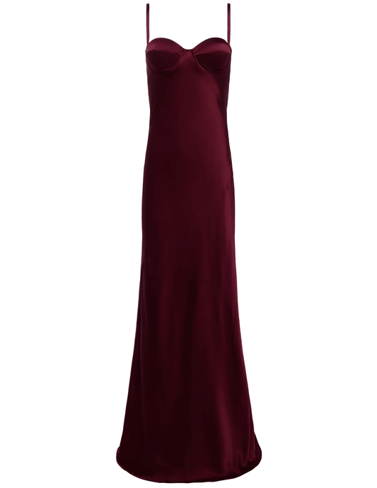L'AGENCE Sayla Silk Maxi Dress in Dark Port