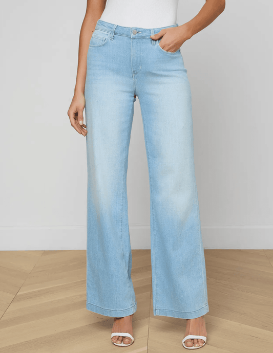 Front view of L’AGENCE Scottie High Rise Wide Leg Jeans in Bayridge