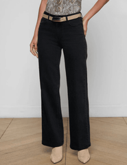 Front view of L’AGENCE Scottie High Rise Wide Leg Jeans in Washed Black
