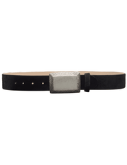 L'AGENCE Solera Engraved Calf Hair Belt in Black