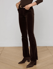 Side view of L'AGENCE Stevie Velvet Jeans in Coffee Bean