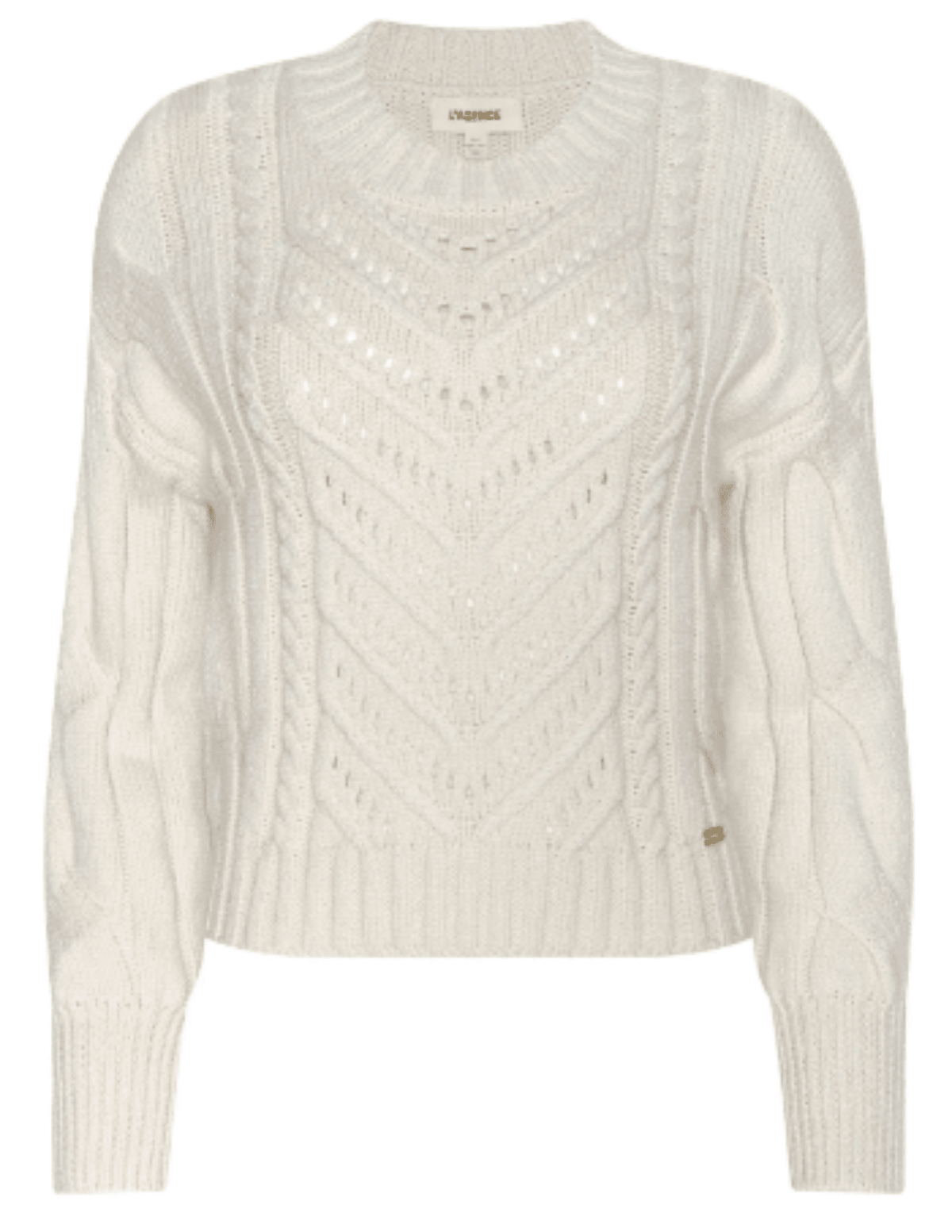 L'AGENCE Storm Cable Knit Sweater in Ivory Gold