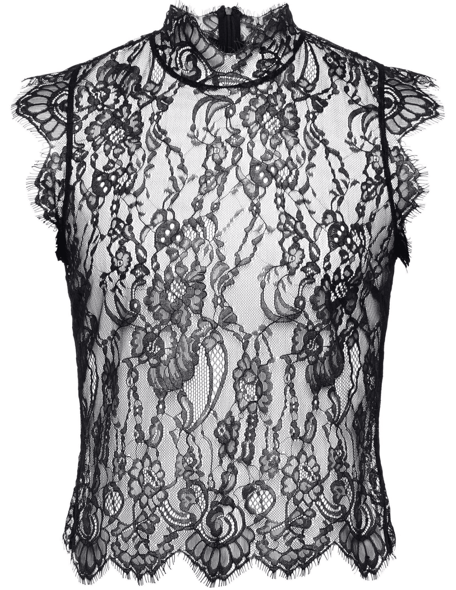L’AGENCE Tours Sleeveless Lace Tank in Black floral Chantilly lace