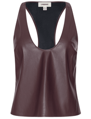L'AGENCE Tullia Vegan Leather Tank in Deep Mahogany