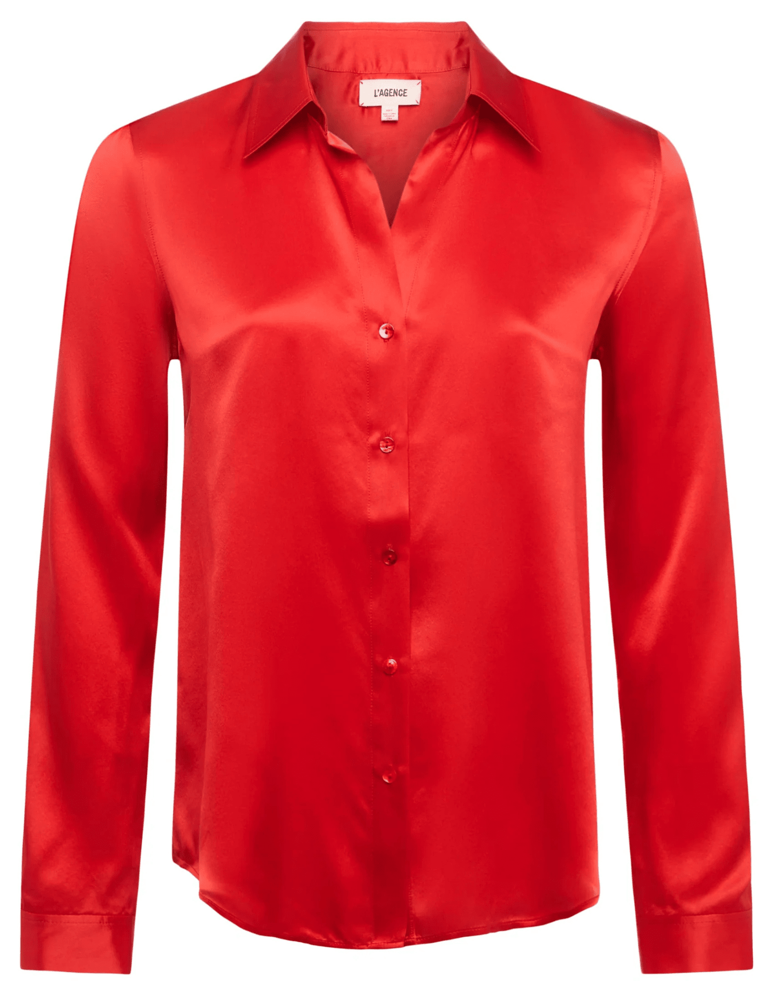 L’AGENCE Tyler Long Sleeve Silk Blouse in Engine Red