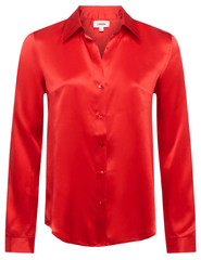 L’AGENCE Tyler Long Sleeve Silk Blouse in Engine Red