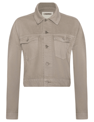 L'AGENCE Vianney Hi-Lo Denim Jacket in Pale Khaki