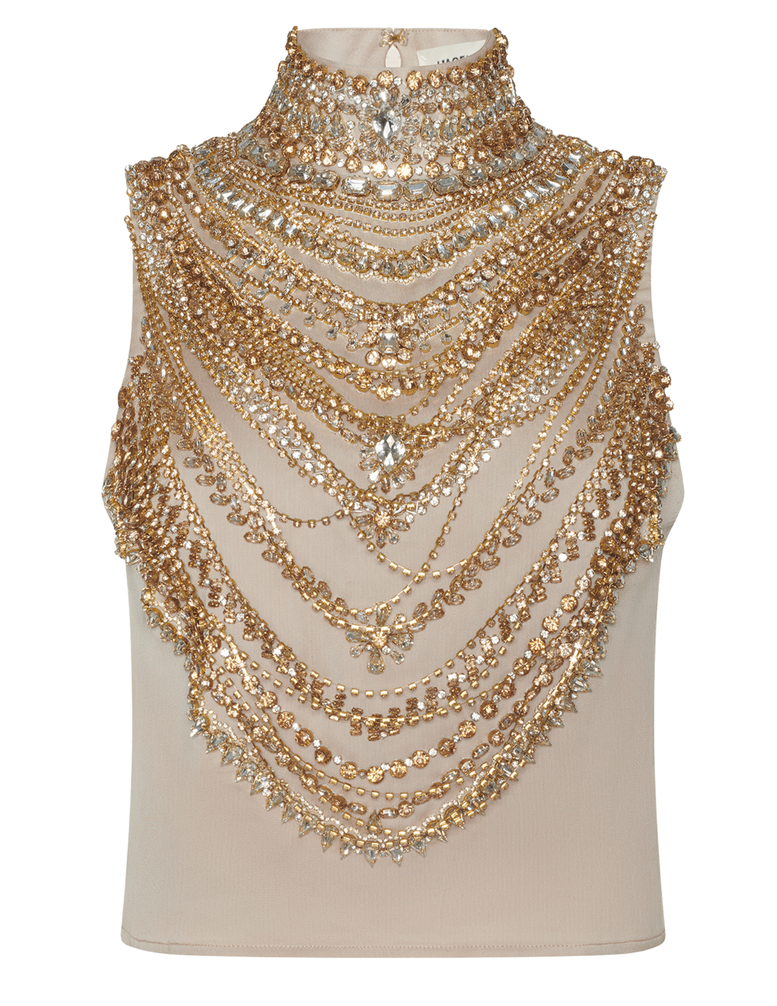 L'AGENCE Yun Draped Crystal Tank in Almond