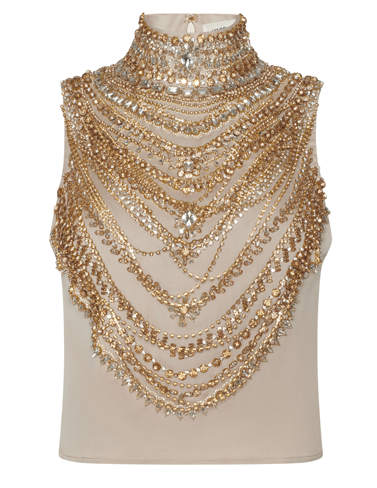 L'AGENCE Yun Draped Crystal Tank in Almond