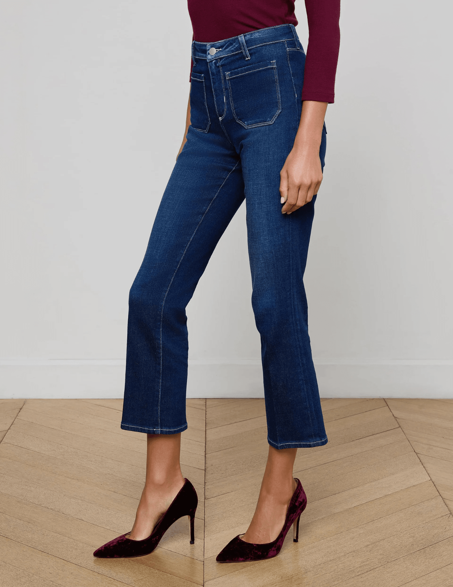 L'Agence Noya Cropped Slim Flare Jeans in Sterling side view