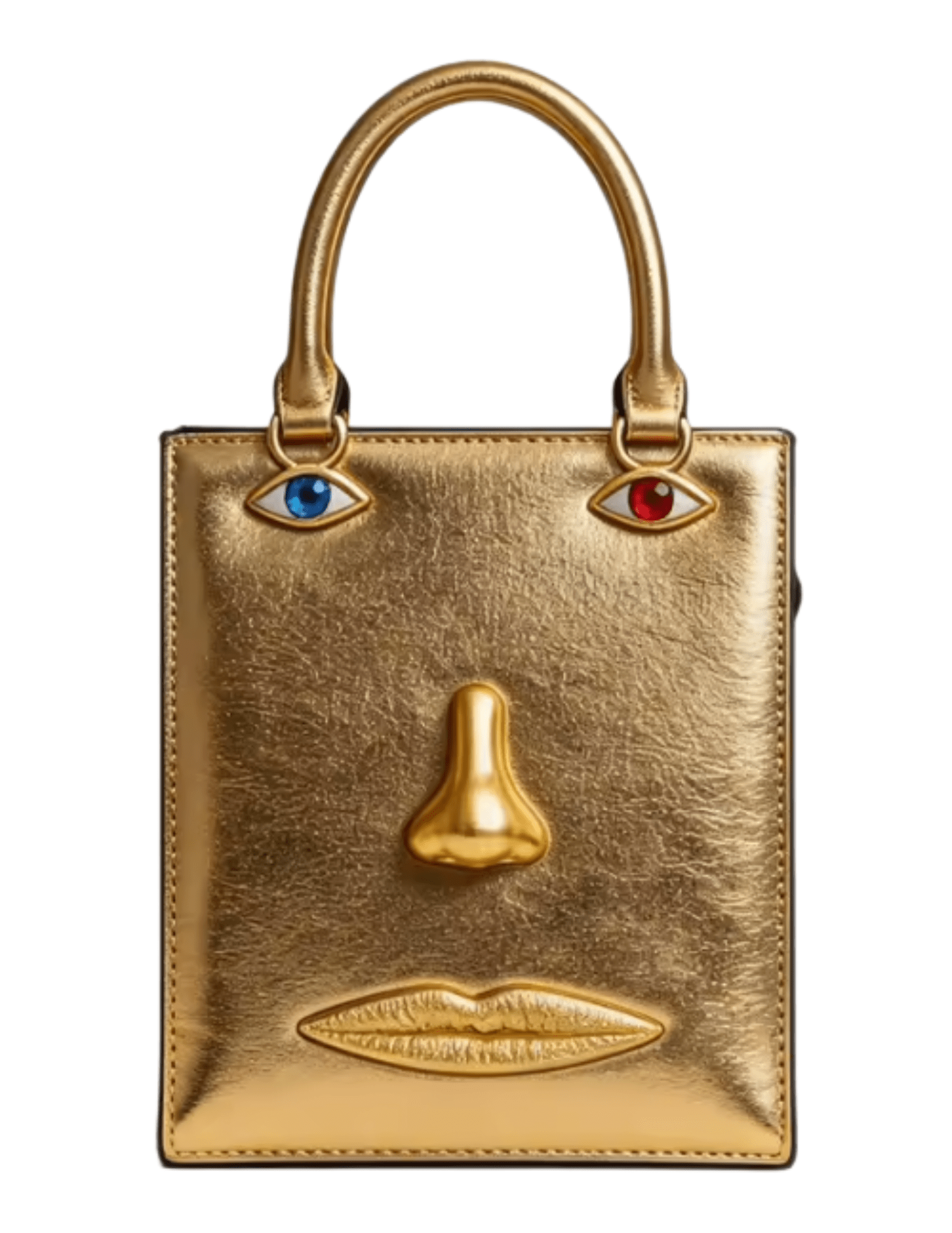 MAISON VERROU Celeste Face Leather Handbag in Gold
