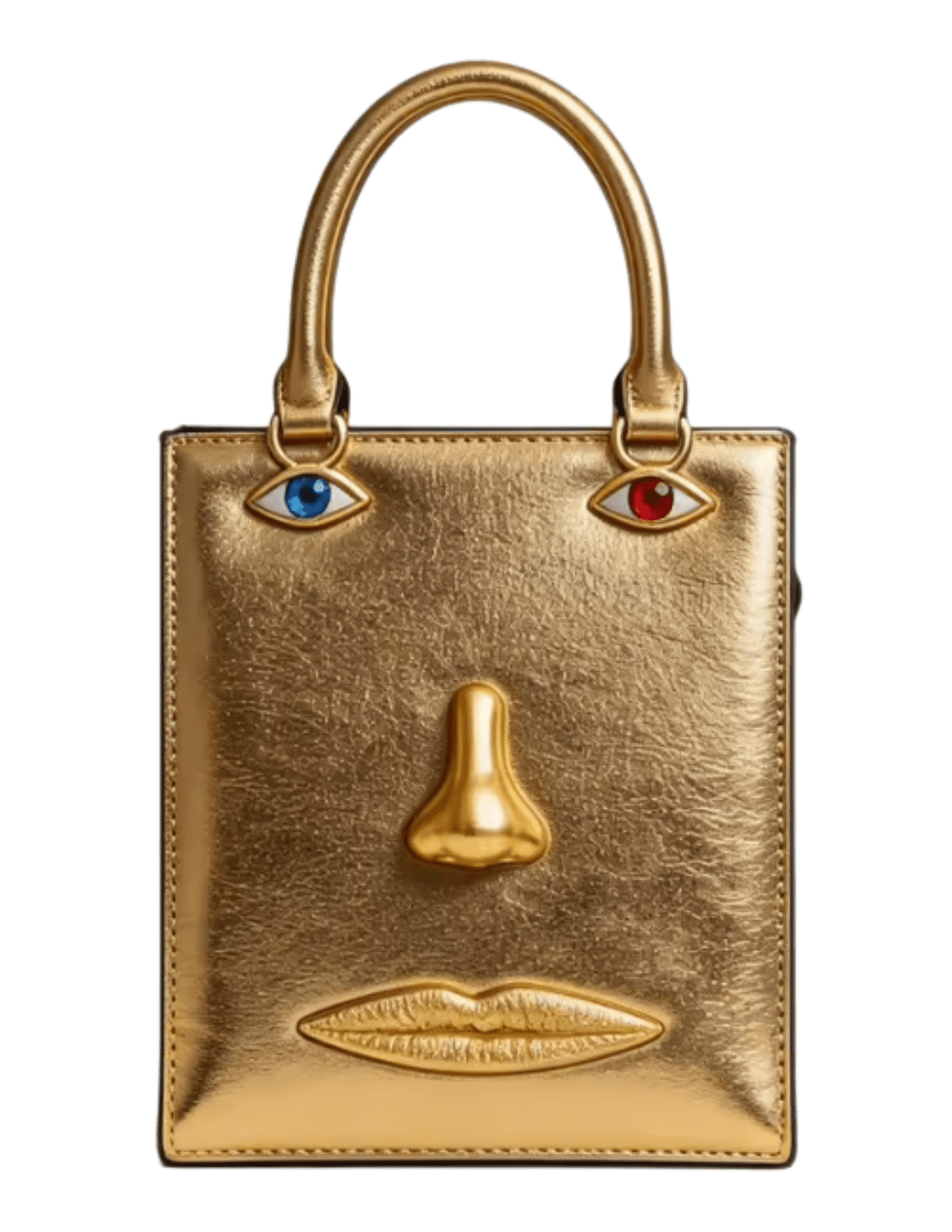 MAISON VERROU Celeste Face Leather Handbag in Gold