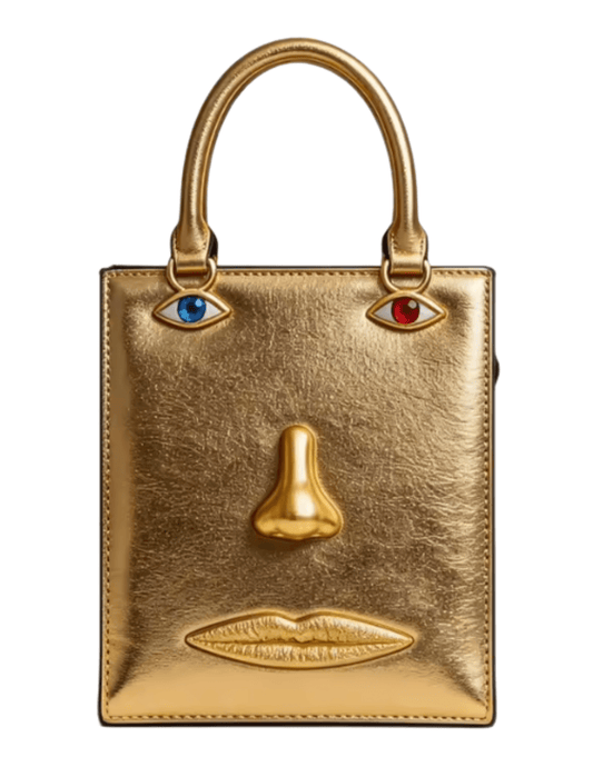 MAISON VERROU Celeste Face Leather Handbag in Gold