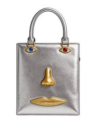 MAISON VERROU Celeste Face Leather Handbag in Silver