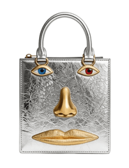 MAISON VERROU Celeste Face Leather Handbag in Silver