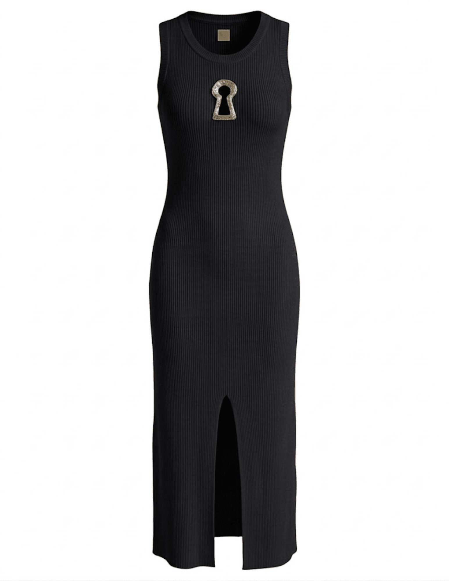 MAISON VERROU Yazmin Keyhole Knit Tank Midi Dress in Black