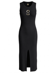 MAISON VERROU Yazmin Keyhole Knit Tank Midi Dress in Black