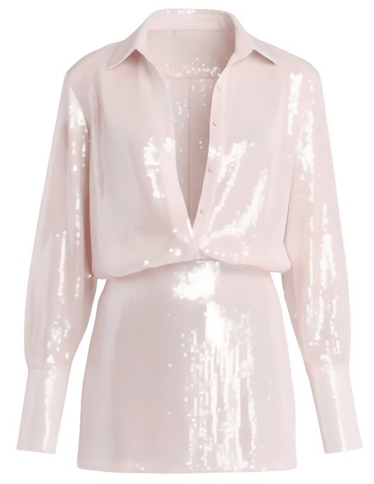 Retrofête Briseis Sequin Mini Dress in Ballet Slipper