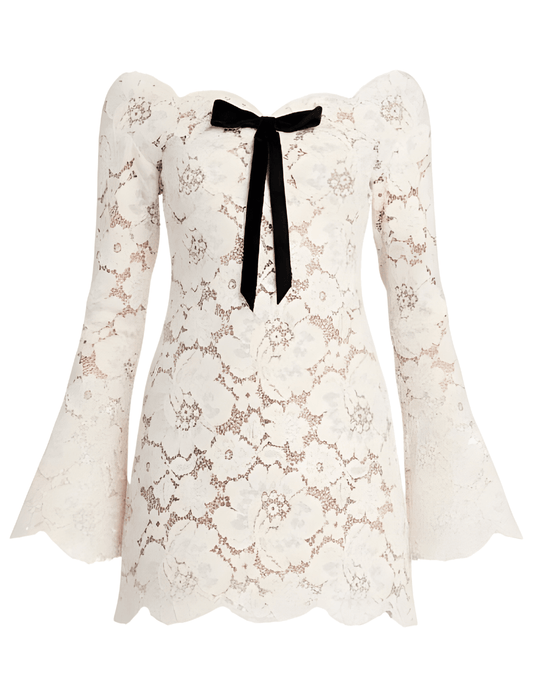 Retrofête Perdita Lace Mini Dress in Cream