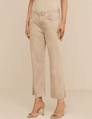 Side view of L'AGENCE Wanda High Rise Cropped Wide Leg Jean in Biscuit