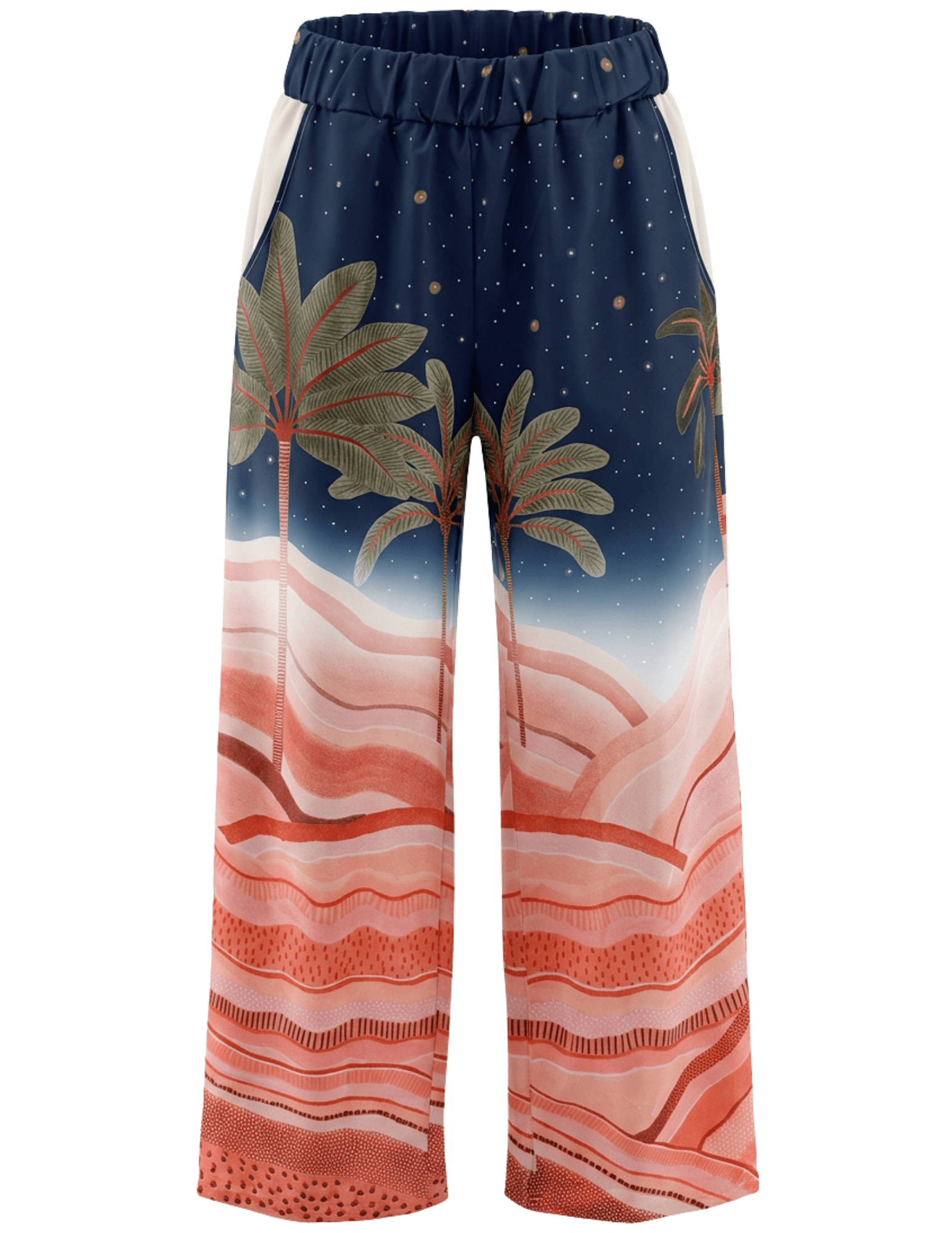 St.Barths La Robe Opal Wide Leg Printed Pant in Dessert Palm Print