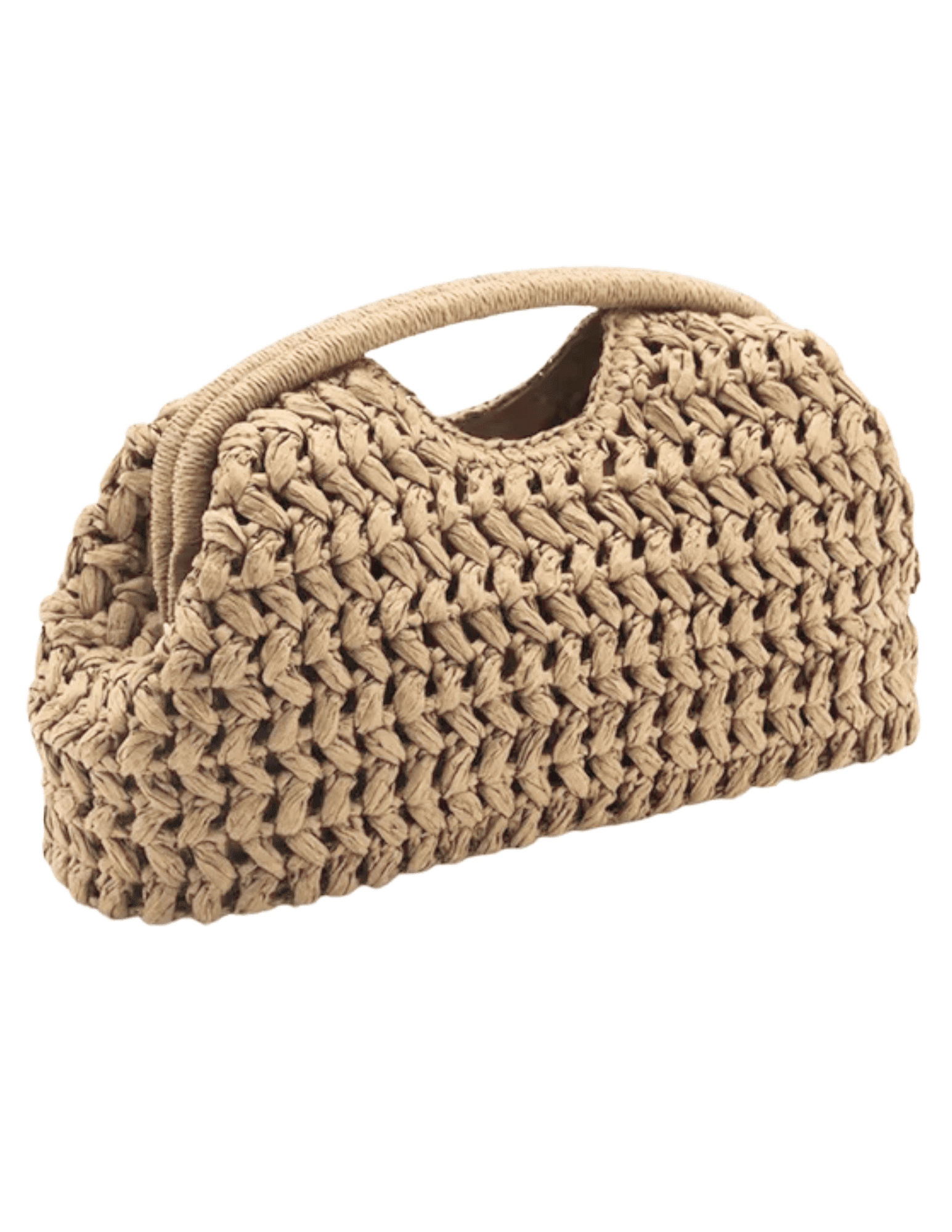 side view of St. Barths La Robe Allison Straw Pouch Clutch in Sand