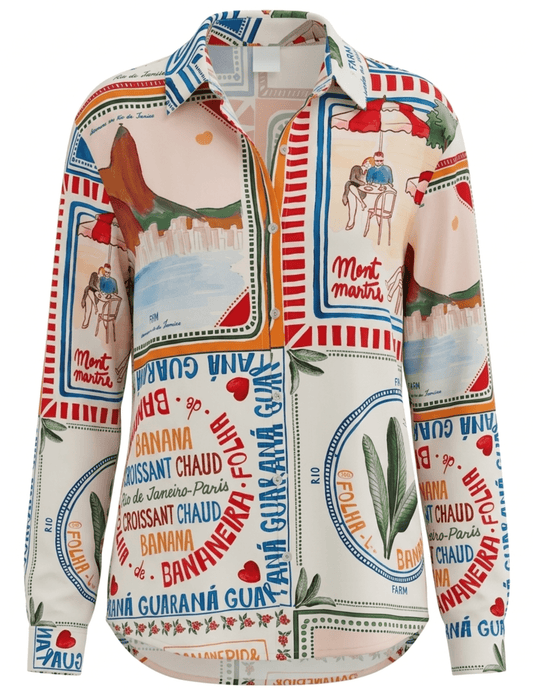 St. Barths La Robe Amber Printed Shirt in Rio Paris Market Print