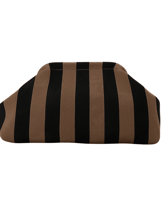 St. Barths La Robe Cabana Clutch in Brown Black Stripe