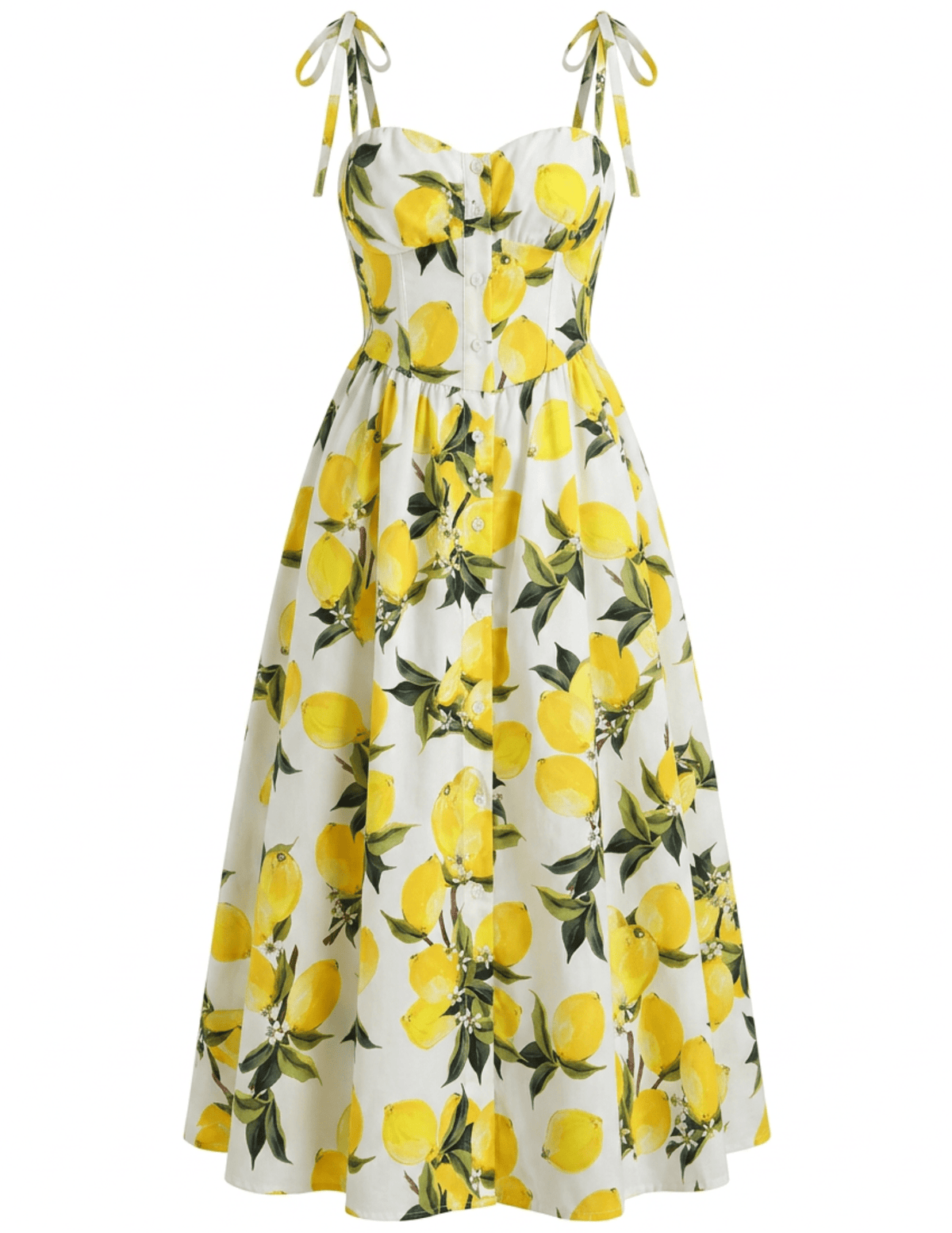 St. Barths La Robe Catie Button Front Midi Dress in Limonaia