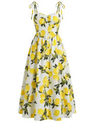 St. Barths La Robe Catie Button Front Midi Dress in Limonaia