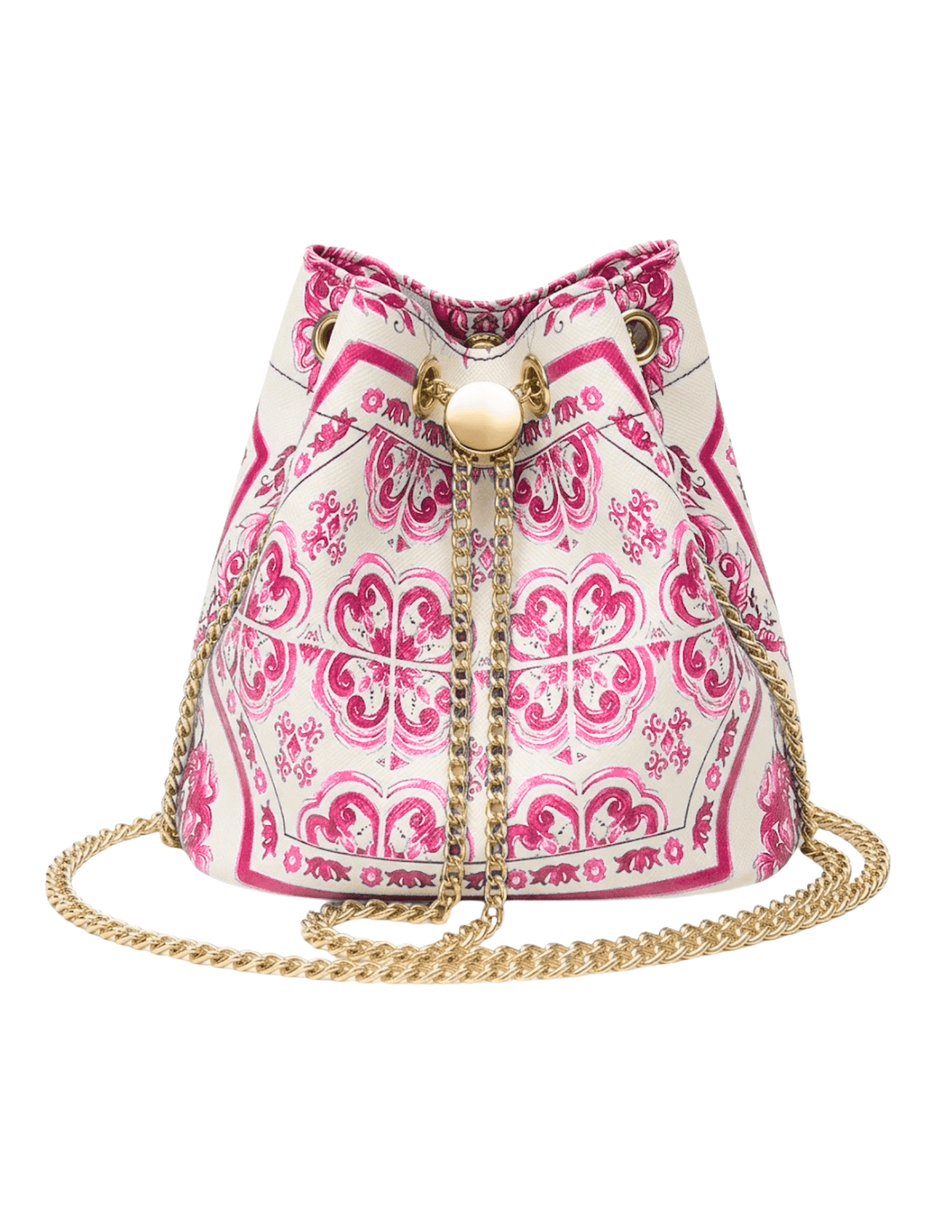 St. Barths La Robe Gina Mini Bucket Bag in Pink Mediterranean Tile
