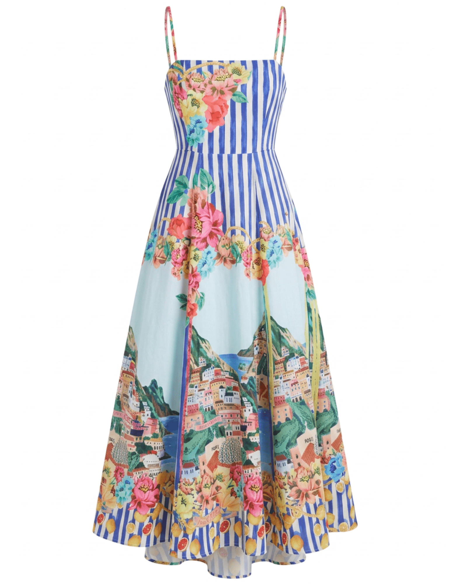St. Barths La Robe Jeanie Midi Dress in Amalfi Blue Stripe