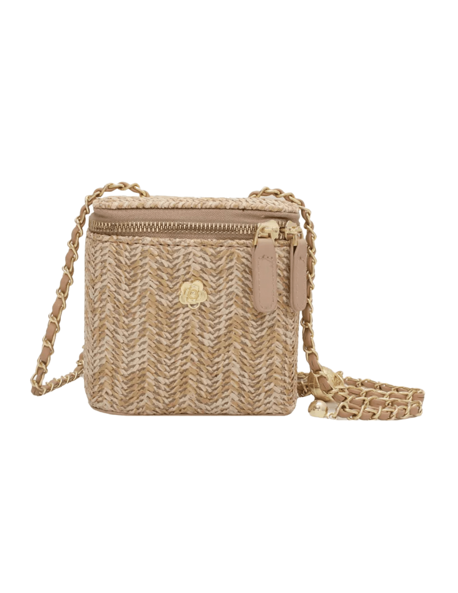 St. Barths La Robe Karlie Mini Straw Box Bag in Light Natural Multi