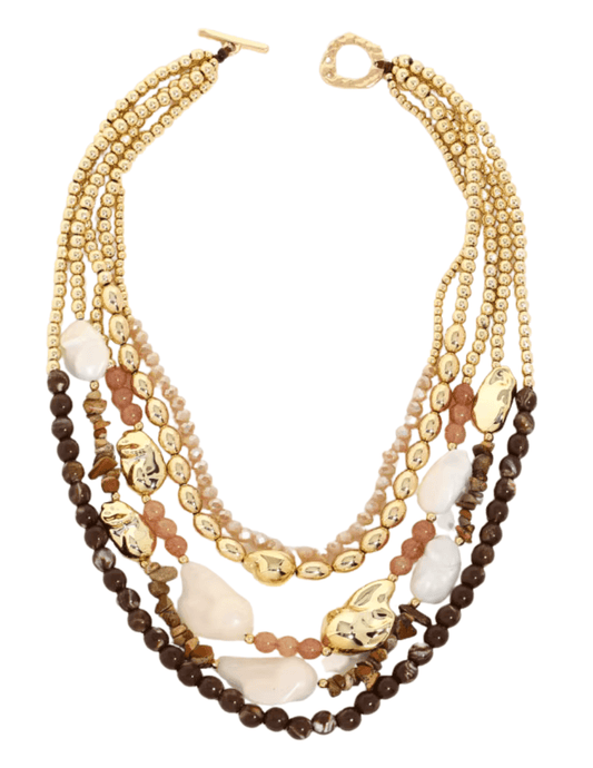 St. Barths La Robe Lulu Layered Beaded Necklace in Brown
