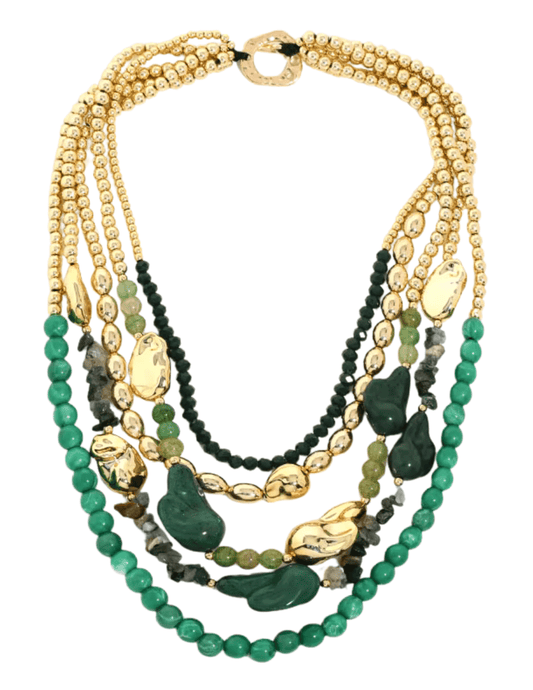 St. Barths La Robe Lulu Layered Beaded Necklace in Green