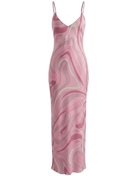 St. Barths La Robe Marcella Printed Maxi Dress in Lilac Retro