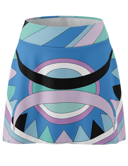 St. Barths La Robe Miya Cover-Up Mini Skirt in Blue Retro Geo