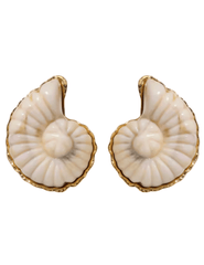 St. Barths La Robe Navine Shell Earrings in Ivory and Gold