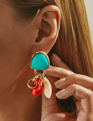 St. Barths La Robe Nora Turquoise Charm Earring in Turquoise Red Multi
