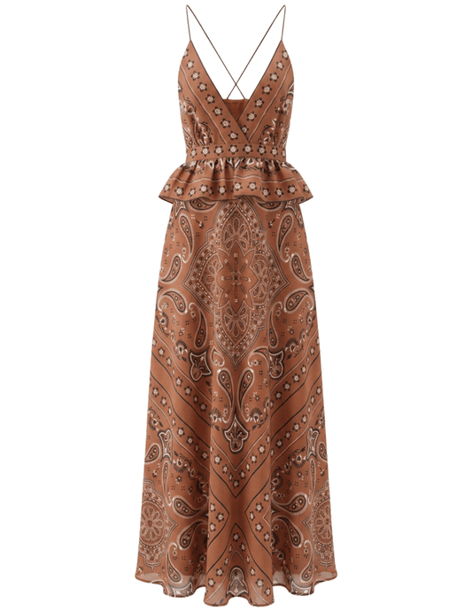 PRE-ORDER-St. Barths La Robe Wendy Bandana Maxi Dress in Clay PRE-ORDER-St. Barths La Robe Wendy Bandana Maxi Dress in Clay