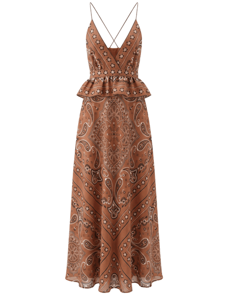 brown bandana dress Bliss Side Drape Dress Brown Bandana
