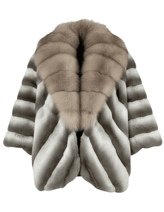 Steven Dann Cecelia Oversized Rex Fox Collar Coat in Natural