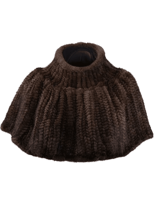 Steven Dann Felicity Turtleneck Mink Shawl Cape in Brown
