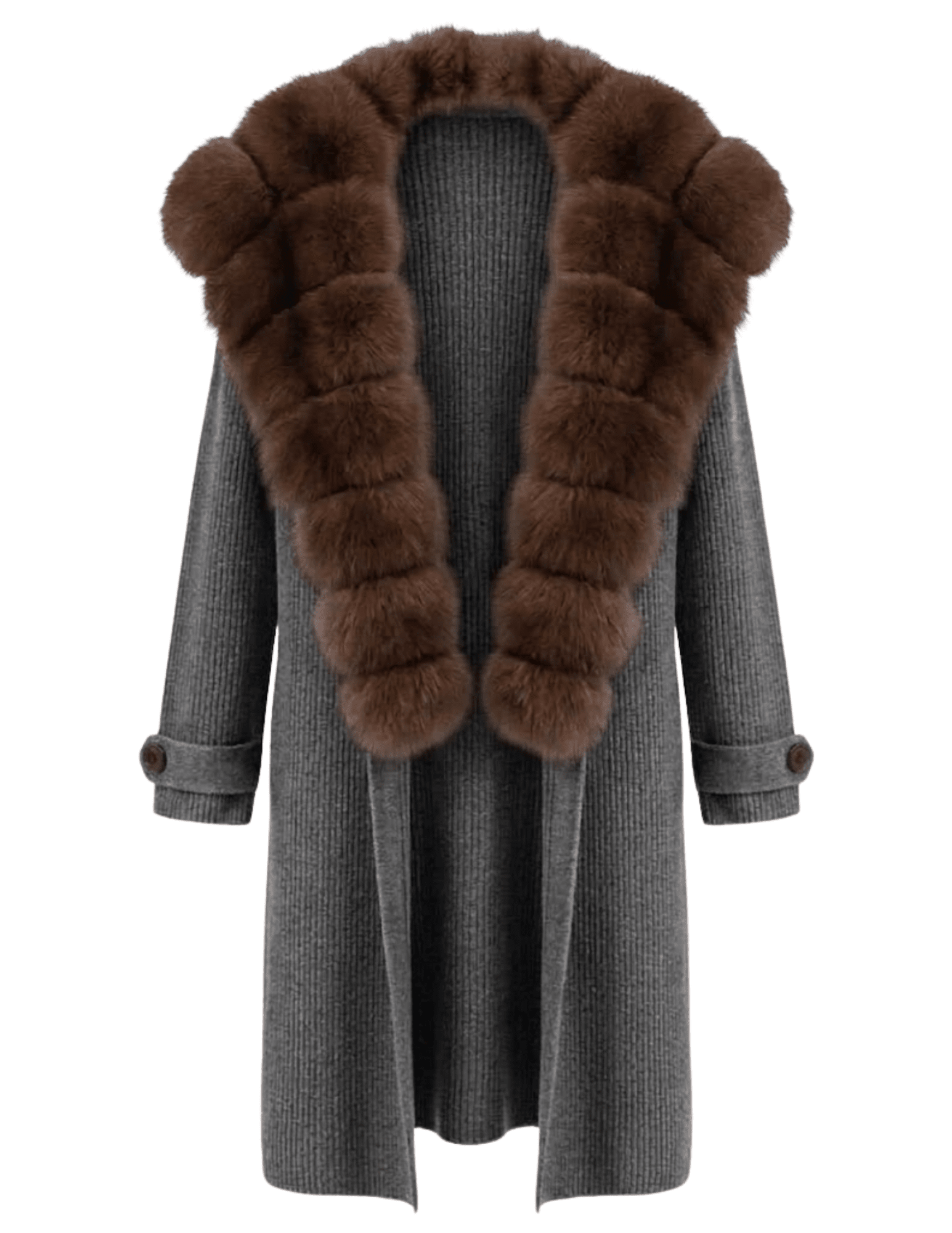 Steven Dann Jenna Fox Collar Long Cardigan in Grey