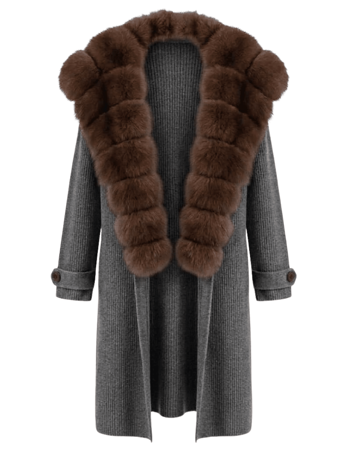 Steven Dann Jenna Fox Collar Long Cardigan in Grey