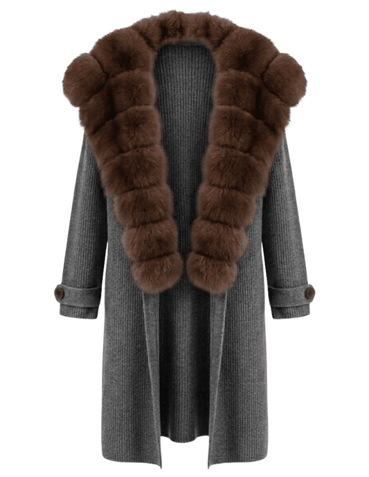 Steven Dann Jenna Fox Collar Long Cardigan in Grey