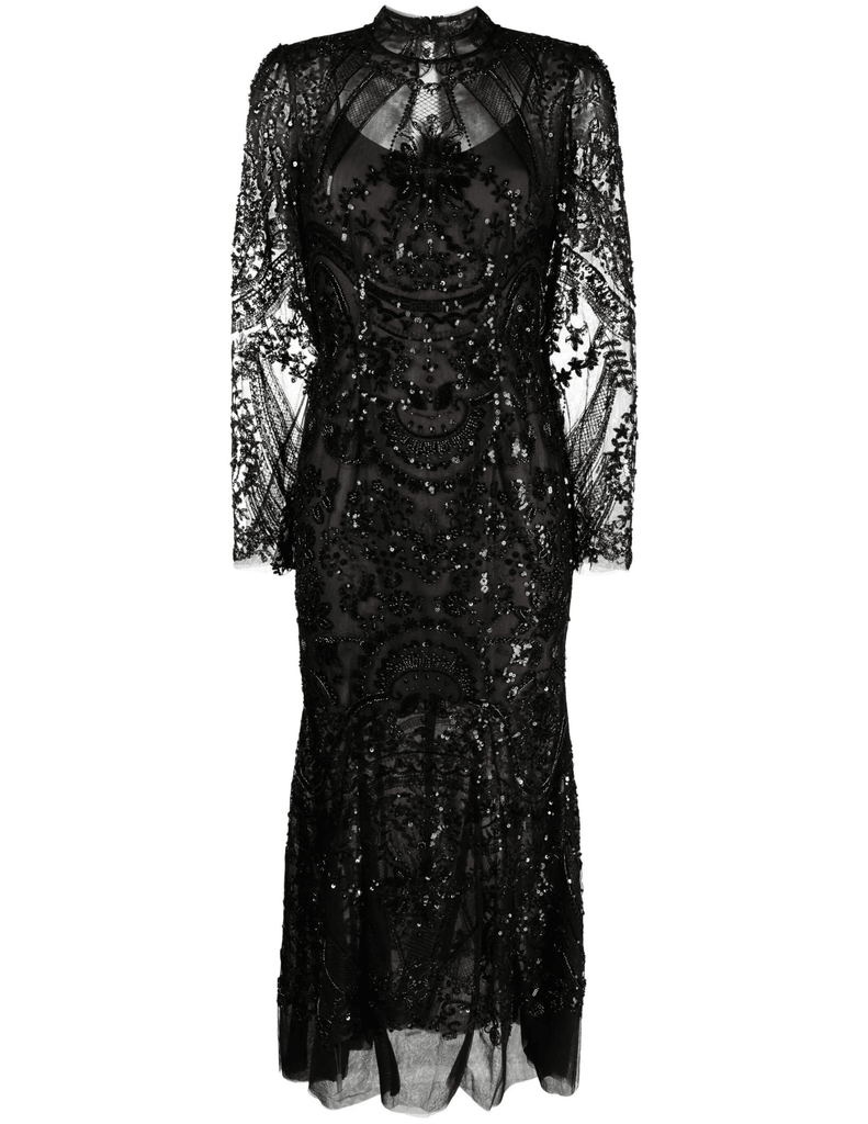 Self-Portrait Paisley Sequin Midi Dress
