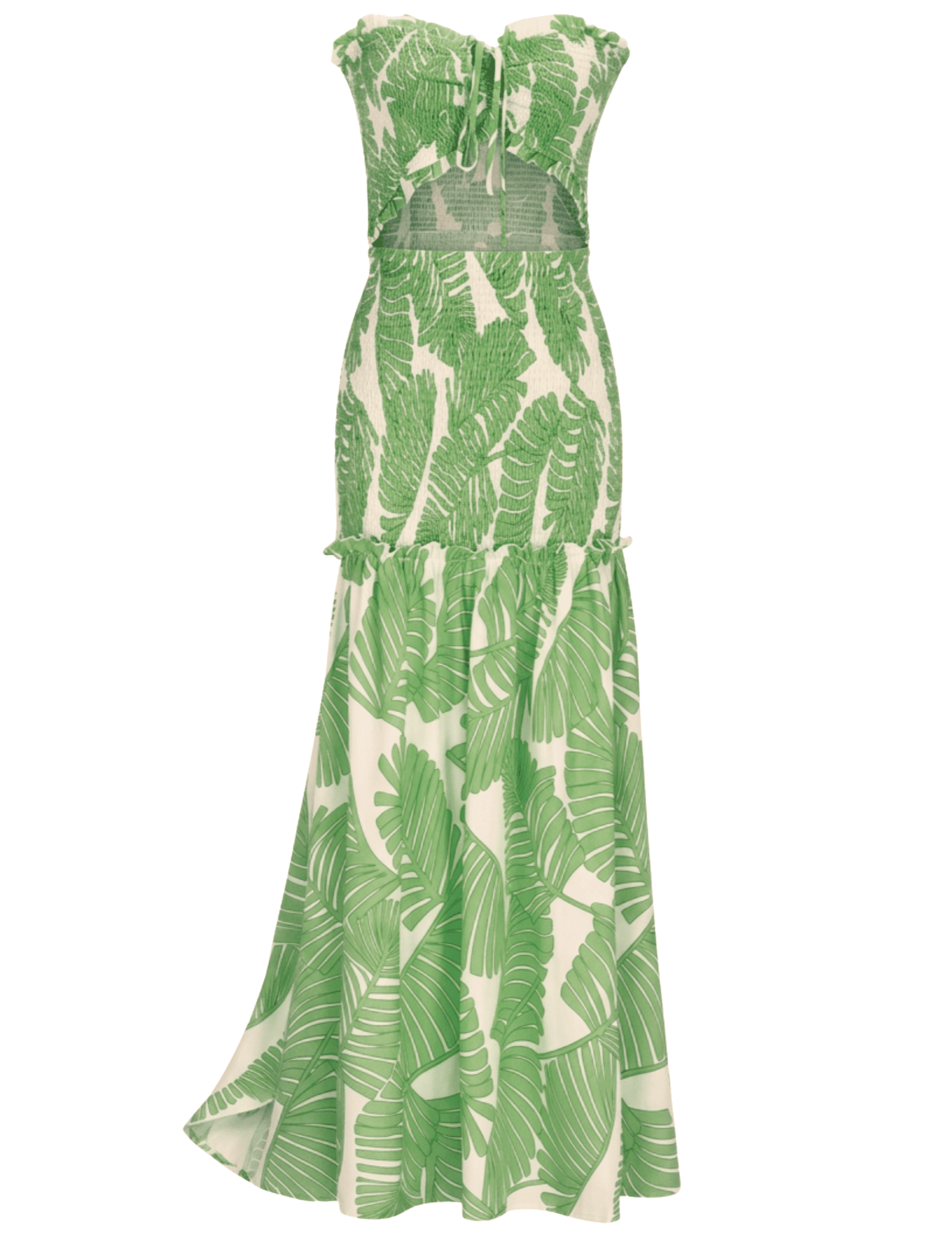 St. Barths La Robe - PRE-ORDER-St. Barths La Robe Cecilia Cut-Out Maxi Dress in Green Tropical Palm - Buy Online