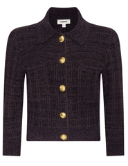 L'Agence - L'AGENCE Morrigan Tweed Cardigan in Dark Java Black Burgundy - Buy Online